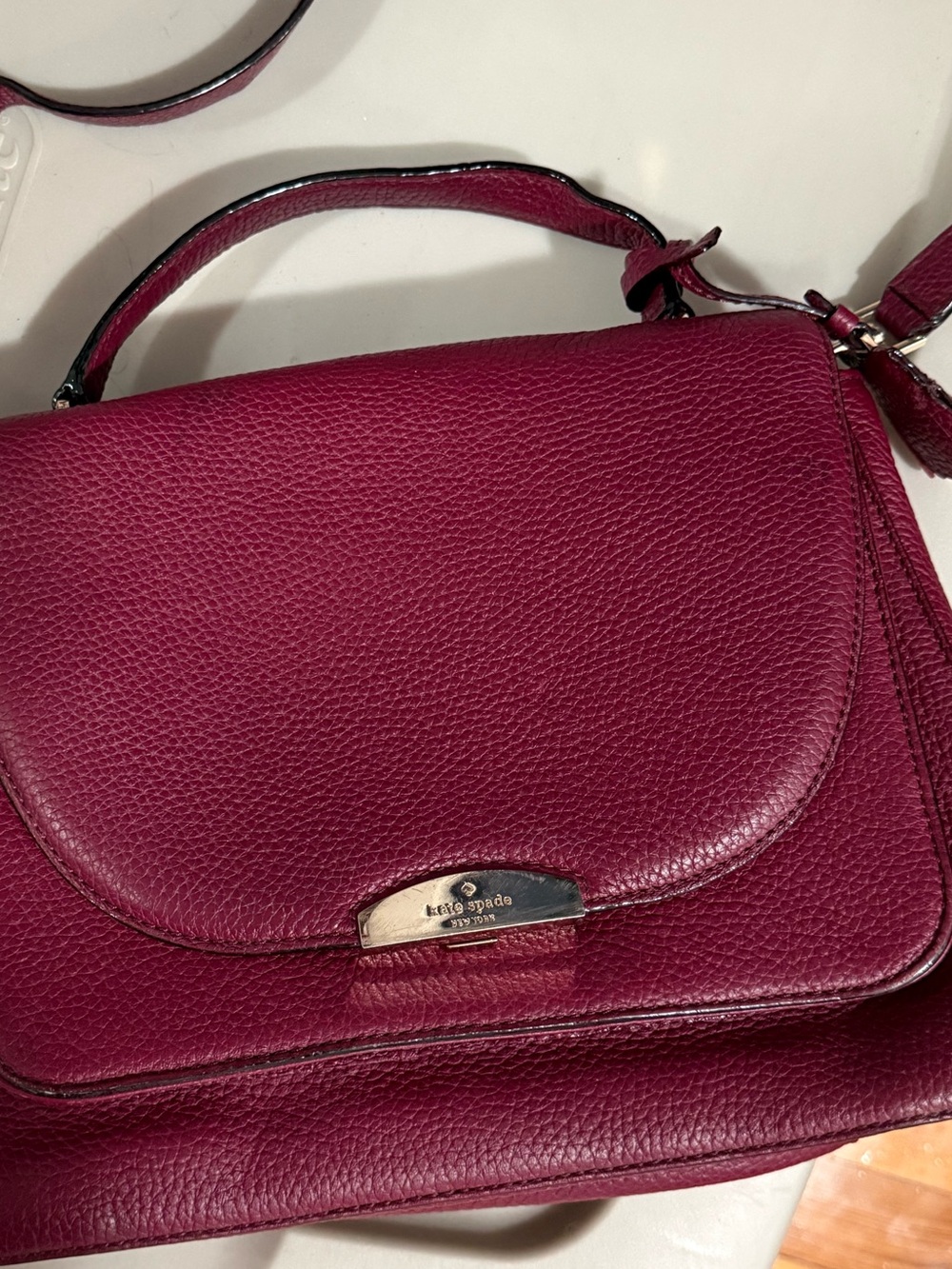 kate spade Pebbled Leather Satchel in Merlot